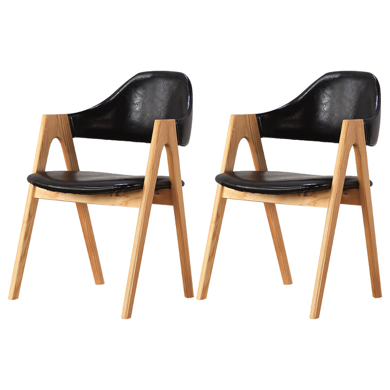 Fauteuils de salle à manger modernes Fauteuil rembourré avec pieds en bois (Ensemble de 2)