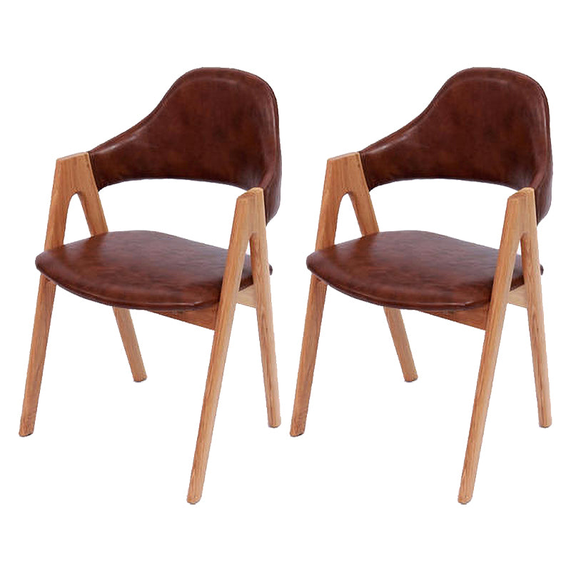 Fauteuils de salle à manger modernes Fauteuil rembourré avec pieds en bois (Ensemble de 2)