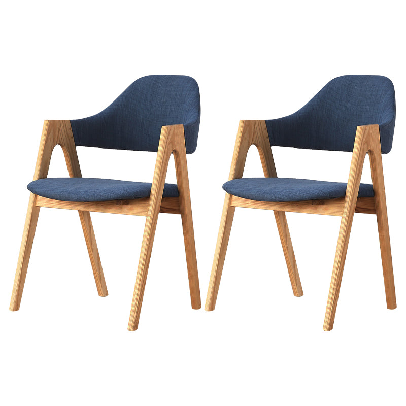 Sillas de comedor modernas Sillón tapizado con patas de madera (juego de 2)