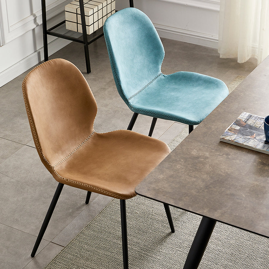 Sillas de comedor de cuero sin brazos con respaldo sólido de diseño industrial para cocina