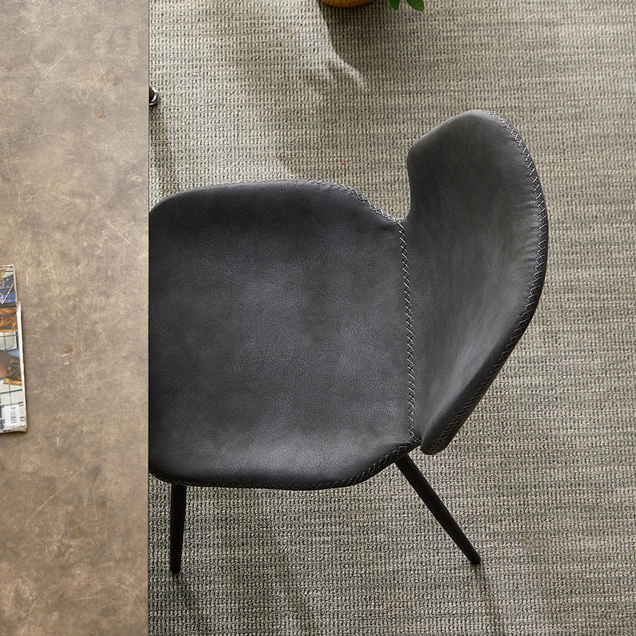 Sillas de comedor de cuero sin brazos con respaldo sólido de diseño industrial para cocina