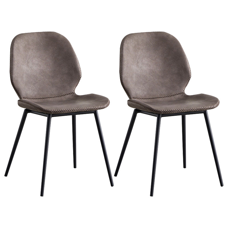 Sillas de comedor de cuero sin brazos con respaldo sólido de diseño industrial para cocina