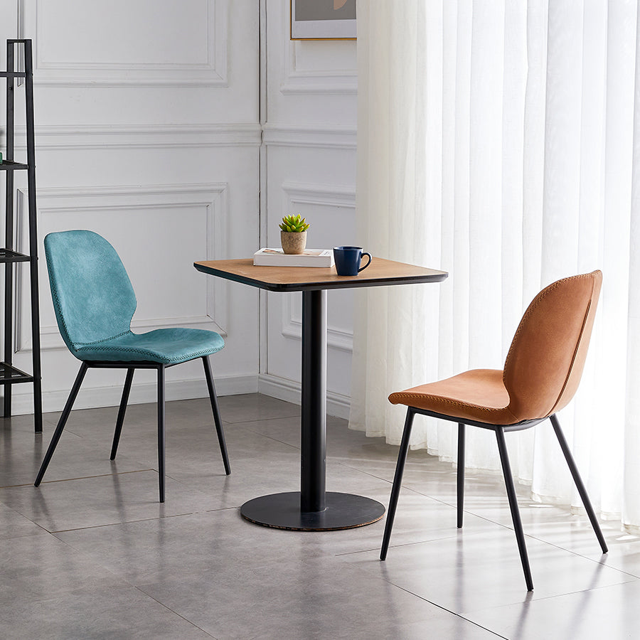 Sillas de comedor de cuero sin brazos con respaldo sólido de diseño industrial para cocina