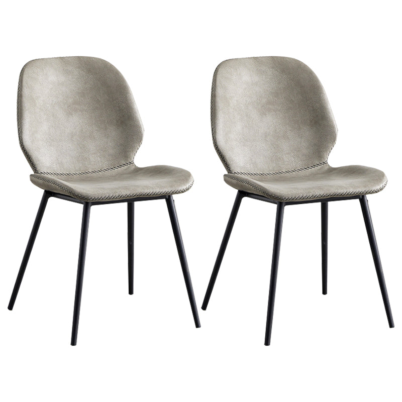 Sillas de comedor de cuero sin brazos con respaldo sólido de diseño industrial para cocina