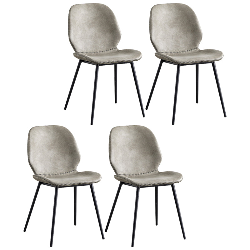Sillas de comedor de cuero sin brazos con respaldo sólido de diseño industrial para cocina