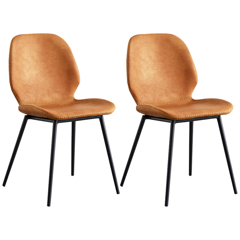 Sillas de comedor de cuero sin brazos con respaldo sólido de diseño industrial para cocina