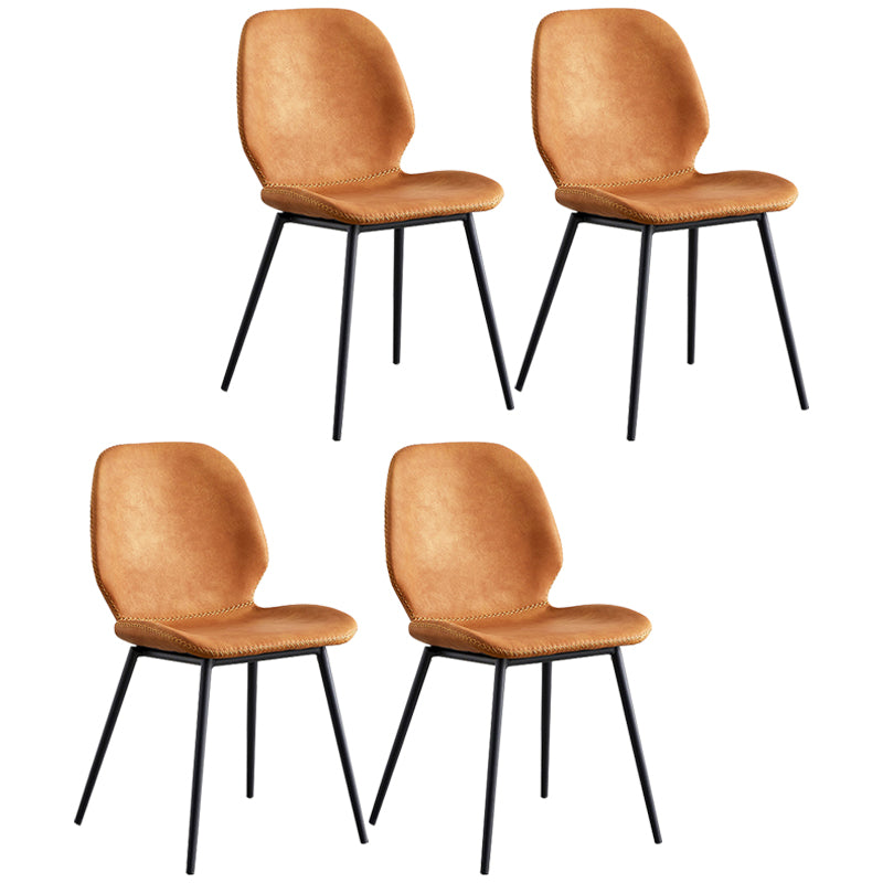 Sillas de comedor de cuero sin brazos con respaldo sólido de diseño industrial para cocina