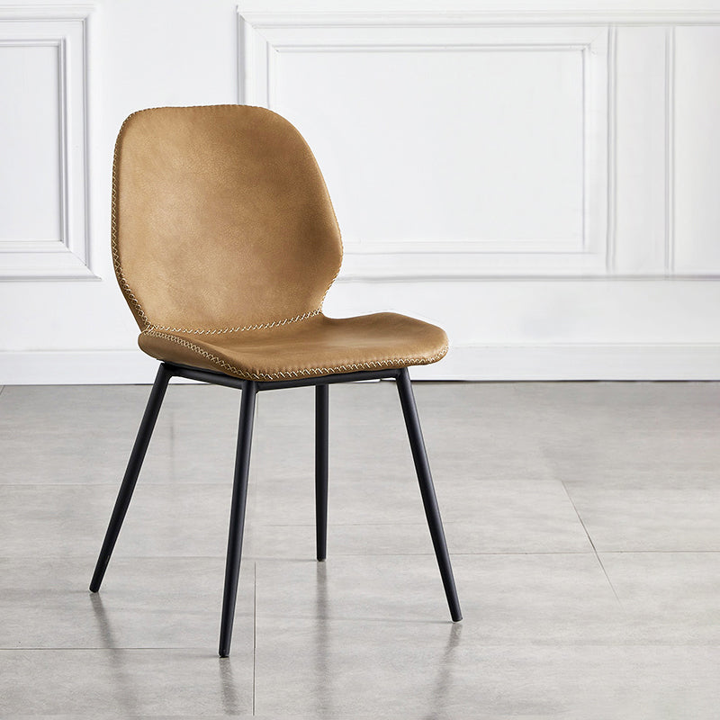 Chaises à dossier solide sans bras de conception industrielle, chaises de salle à manger en cuir pour cuisine