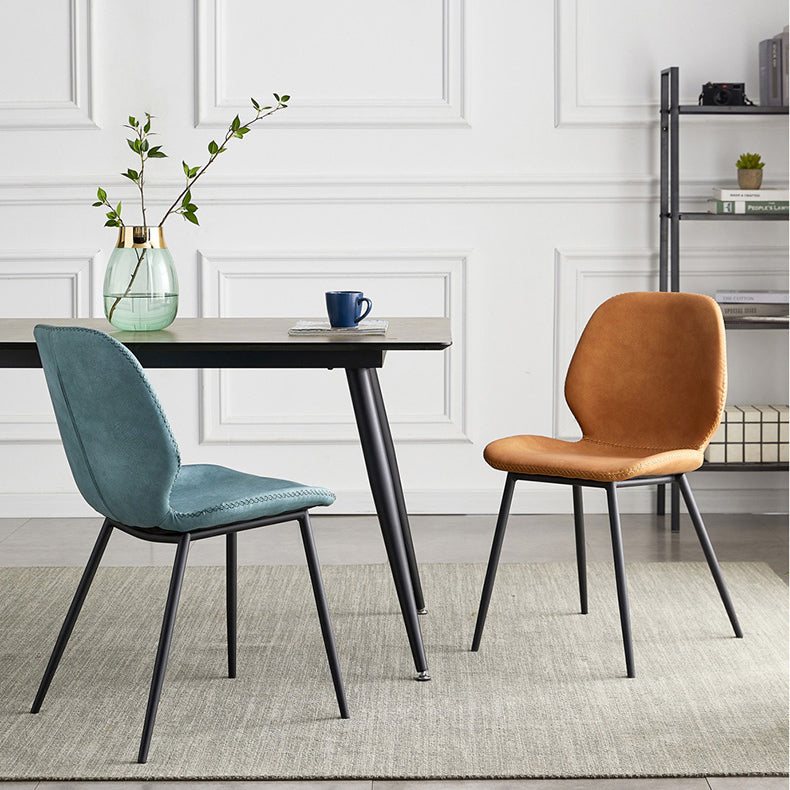 Sillas de comedor de cuero sin brazos con respaldo sólido de diseño industrial para cocina
