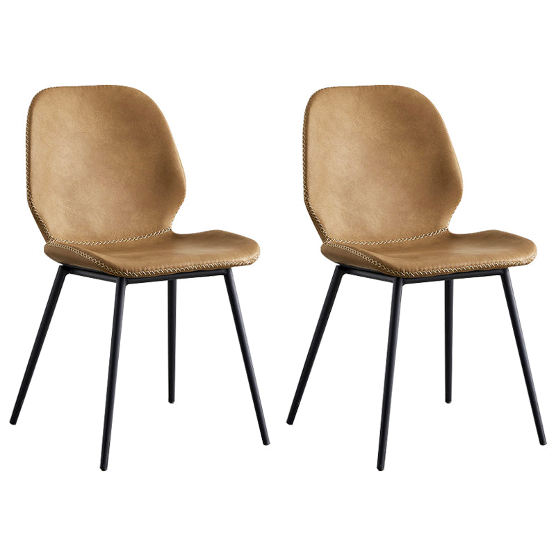 Sillas de comedor de cuero sin brazos con respaldo sólido de diseño industrial para cocina