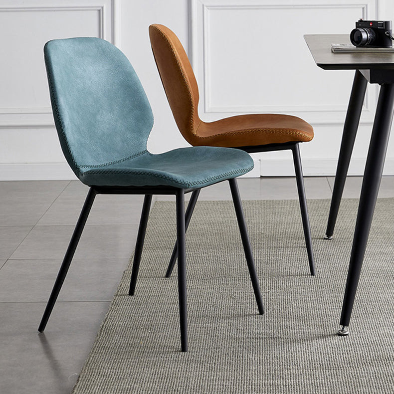 Sillas de comedor de cuero sin brazos con respaldo sólido de diseño industrial para cocina