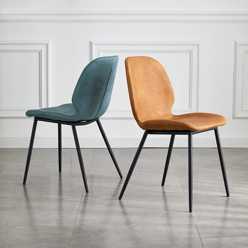 Sillas de comedor de cuero sin brazos con respaldo sólido de diseño industrial para cocina