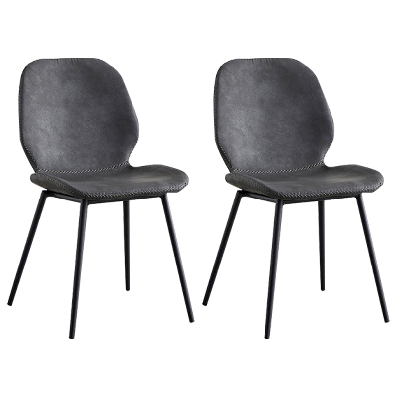 Sillas de comedor de cuero sin brazos con respaldo sólido de diseño industrial para cocina