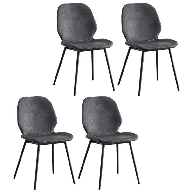 Sillas de comedor de cuero sin brazos con respaldo sólido de diseño industrial para cocina