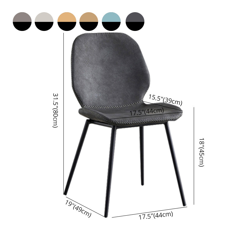 Sillas de comedor de cuero sin brazos con respaldo sólido de diseño industrial para cocina