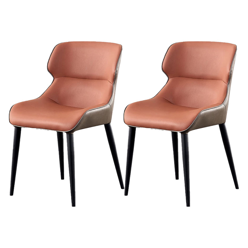 Chaise latérale en cuir de restaurant contemporain, finition mate, chaise de salle à manger à oreilles