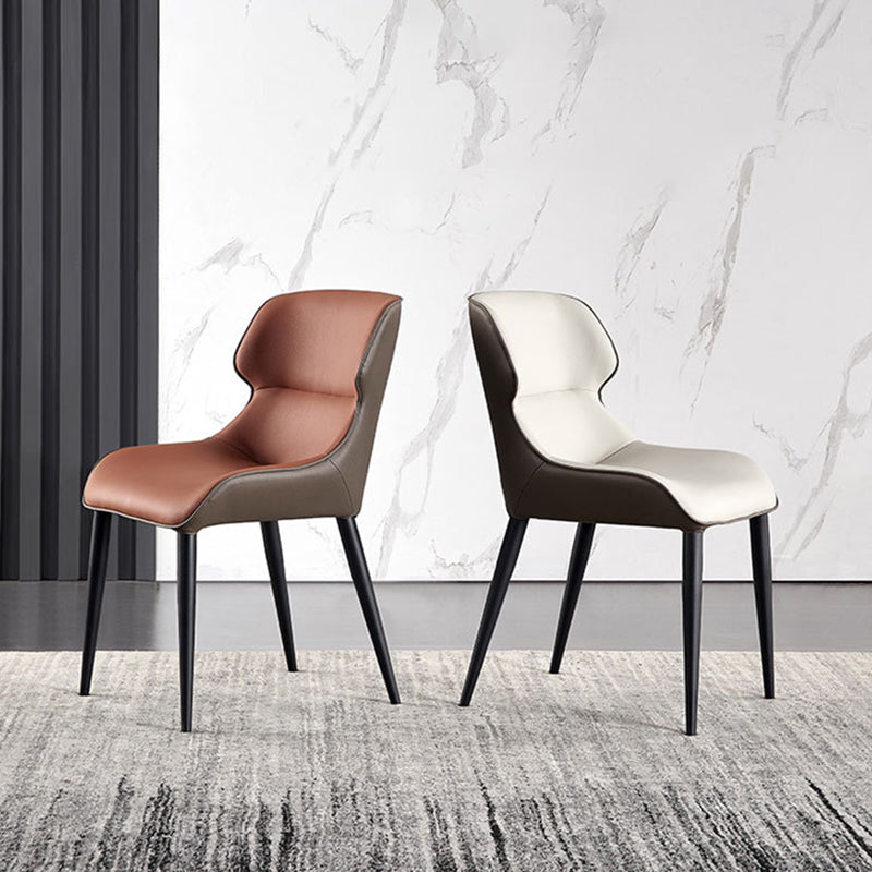 Silla lateral de cuero contemporánea para restaurante, acabado mate, silla de comedor con respaldo