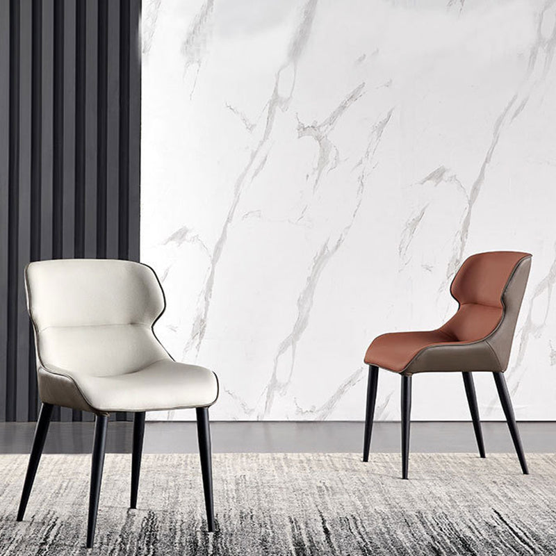 Silla lateral de cuero contemporánea para restaurante, acabado mate, silla de comedor con respaldo