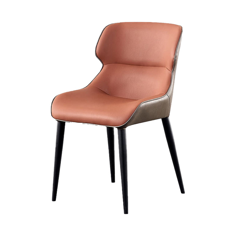 Silla lateral de cuero contemporánea para restaurante, acabado mate, silla de comedor con respaldo