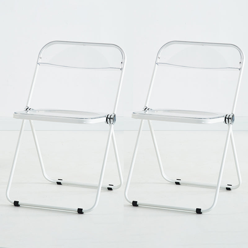 Silla de comedor moderna de metal, silla lateral plegable interior con respaldo abierto