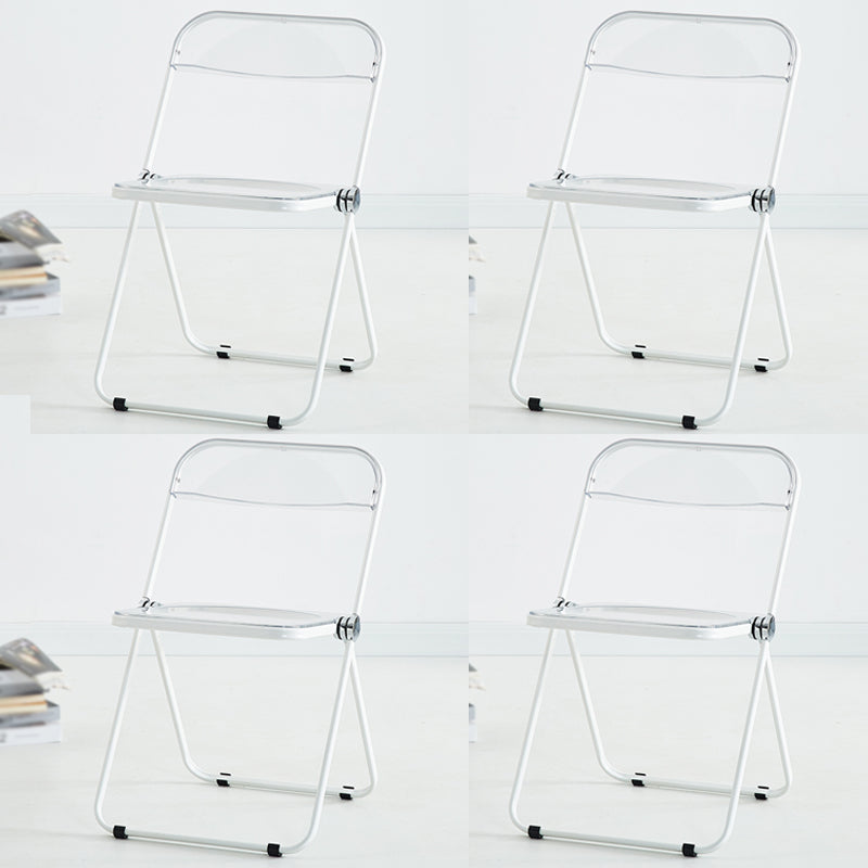 Silla de comedor moderna de metal, silla lateral plegable interior con respaldo abierto