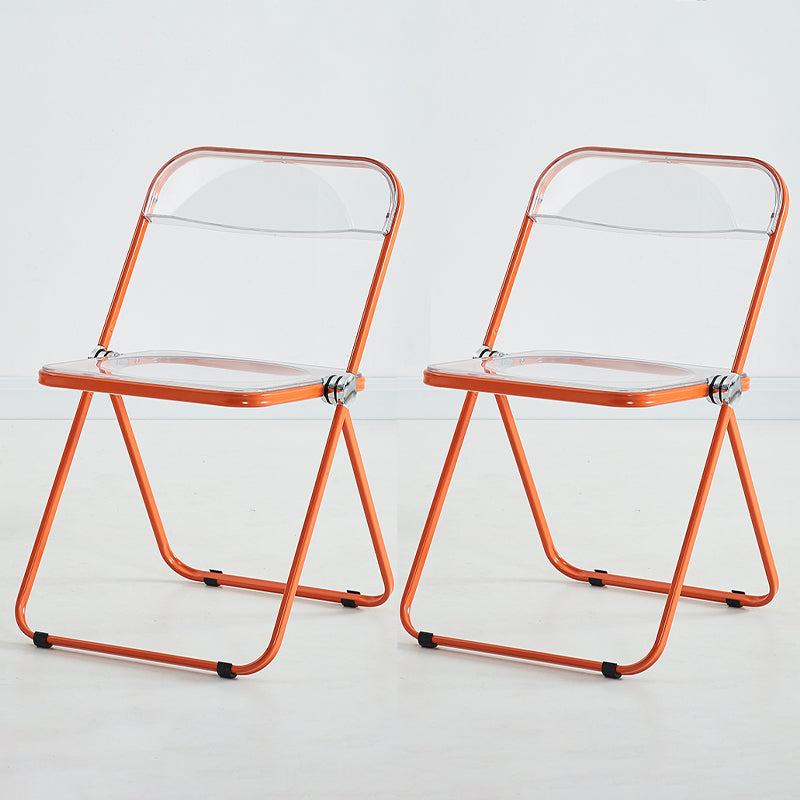 Silla de comedor moderna de metal, silla lateral plegable interior con respaldo abierto
