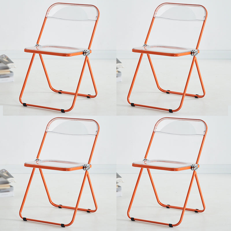 Silla de comedor moderna de metal, silla lateral plegable interior con respaldo abierto