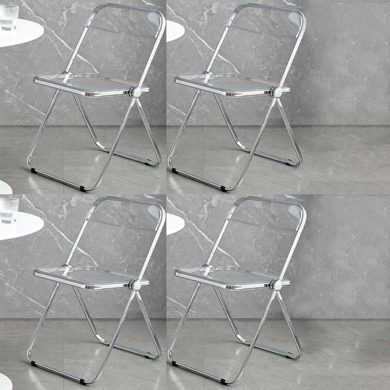 Silla de comedor moderna de metal, silla lateral plegable interior con respaldo abierto