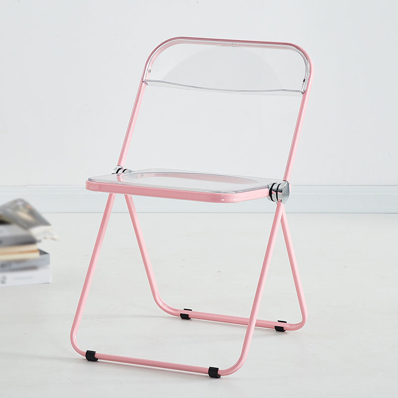 Chaise de salle à manger moderne en métal, chaise latérale de salle à manger à dossier ouvert et pliante d'intérieur
