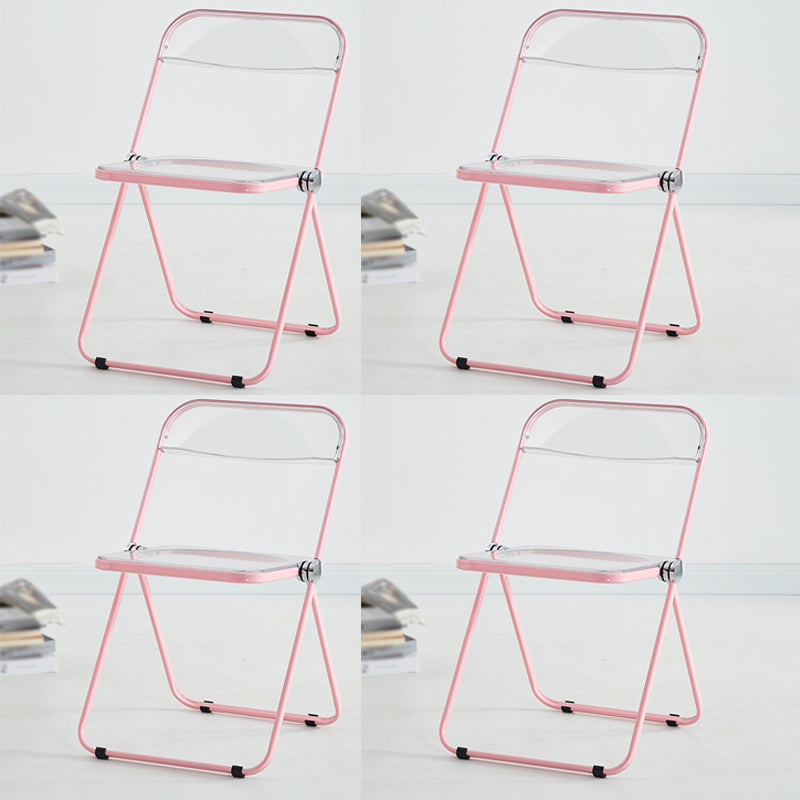 Silla de comedor moderna de metal, silla lateral plegable interior con respaldo abierto