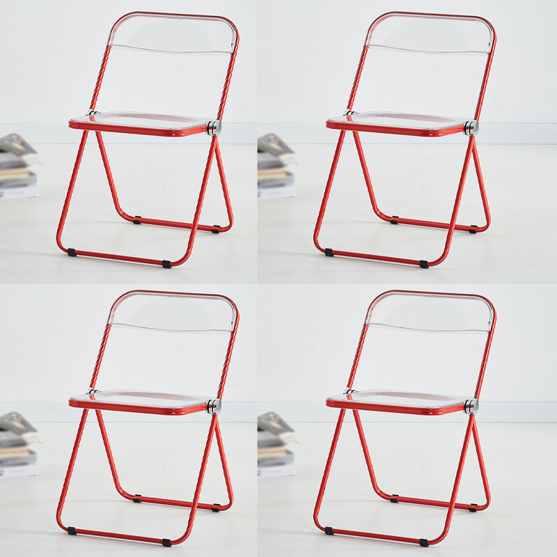 Silla de comedor moderna de metal, silla lateral plegable interior con respaldo abierto