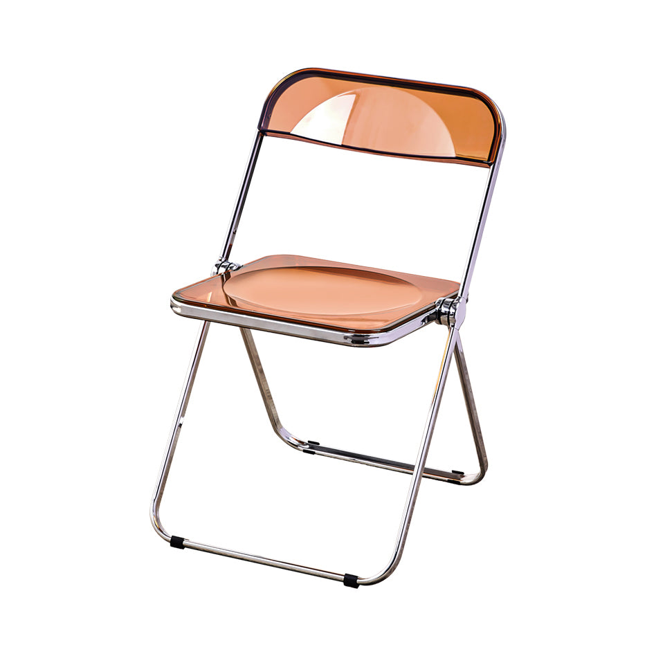 Silla de comedor moderna de metal, silla lateral plegable interior con respaldo abierto