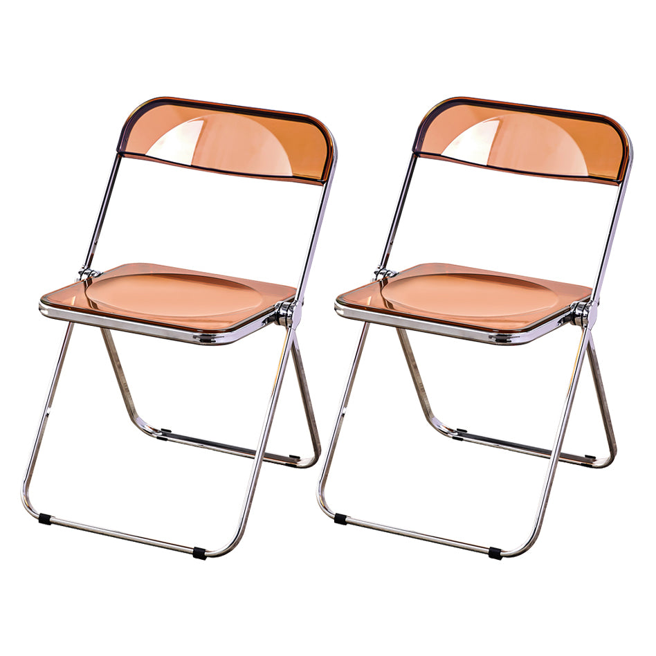 Silla de comedor moderna de metal, silla lateral plegable interior con respaldo abierto