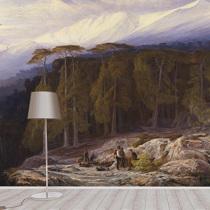 Forest Scene Illustration Painting Mural Decorative Eco-friendly for Living Room