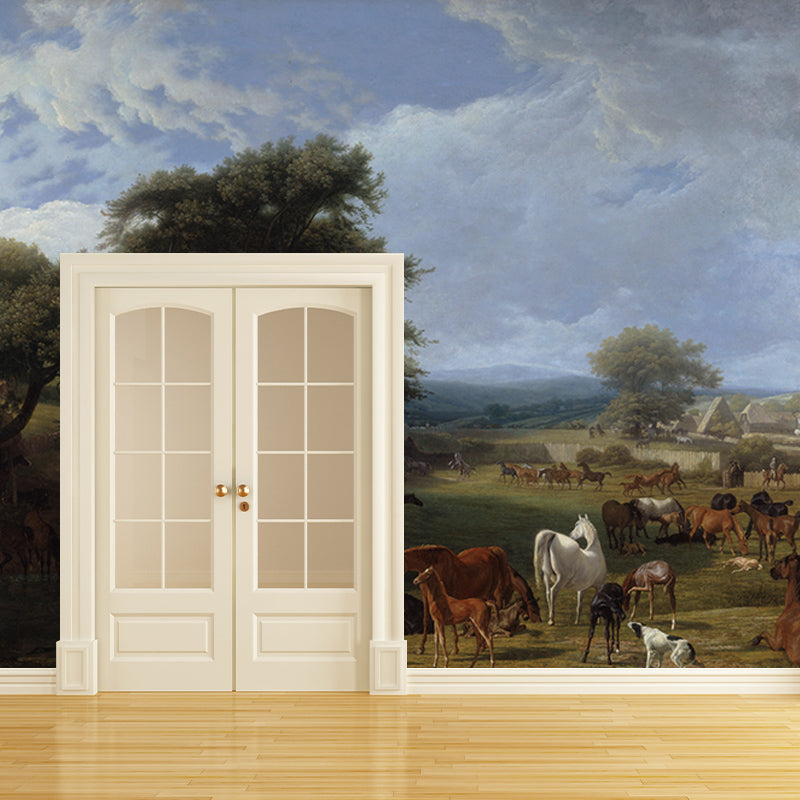 Forest Scene Illustration Painting Mural Decorative Eco-friendly for Living Room
