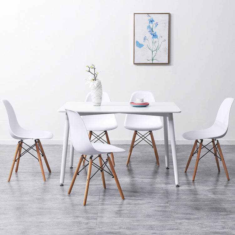 Industrial Style Dining Table 4 Legs Dining Table with Solid Wood Base for Home Use