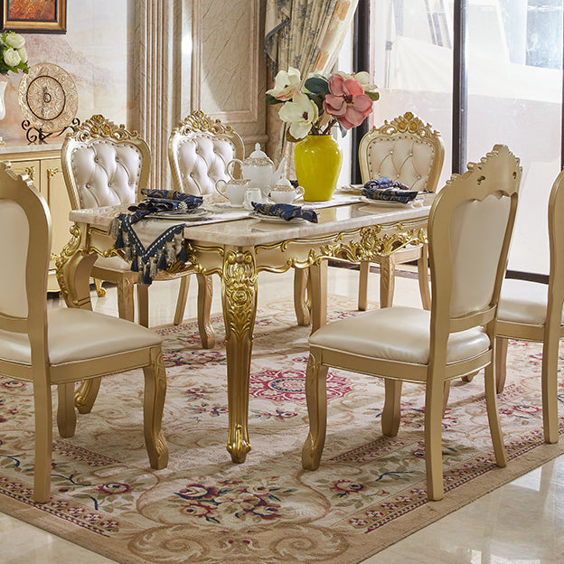 Rectangle Victoria Dinette Table Marble Dining Room Dinner Table with 4-foot