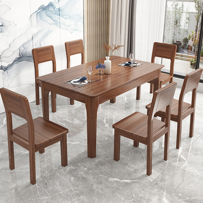 Mesa de comedor de madera maciza estándar industrial, mesa de comedor rectangular para cocina con base de 4 patas