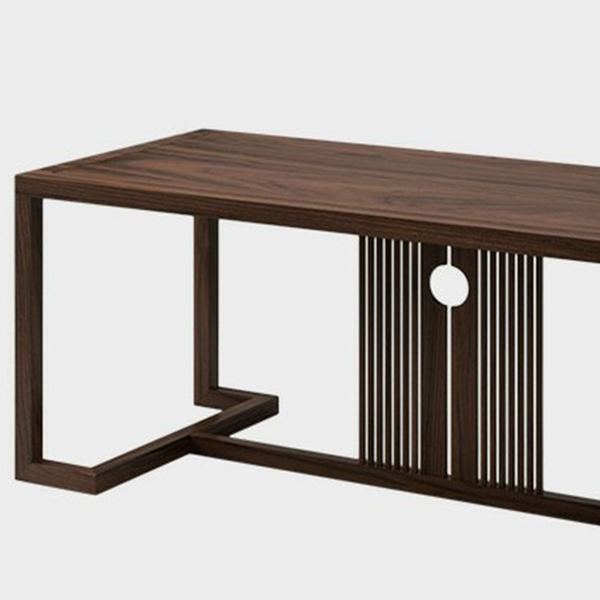 Mesa de comedor de madera de elm industrial mesa rectángulo en marrón con base de caballete