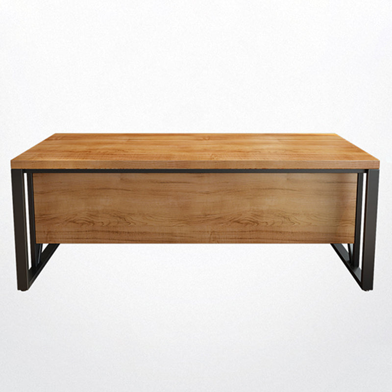 Industrial Pine Wood Dining Table Rectangle Table with Metal Trestle Base