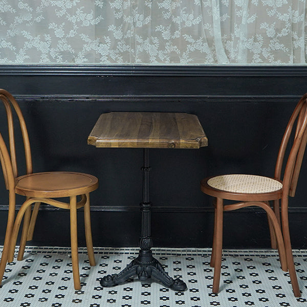 Industrial Kitchen Dining Table Solid Wood Table with Black Metal Pedestal Base