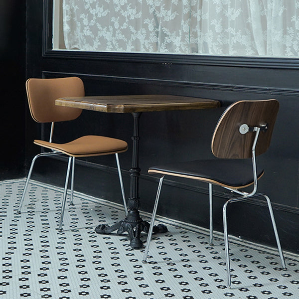 Industrial Kitchen Dining Table Solid Wood Table with Black Metal Pedestal Base