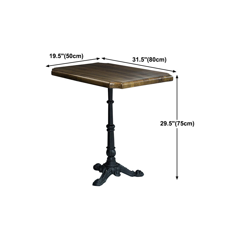 Industrial Kitchen Dining Table Solid Wood Table with Black Metal Pedestal Base
