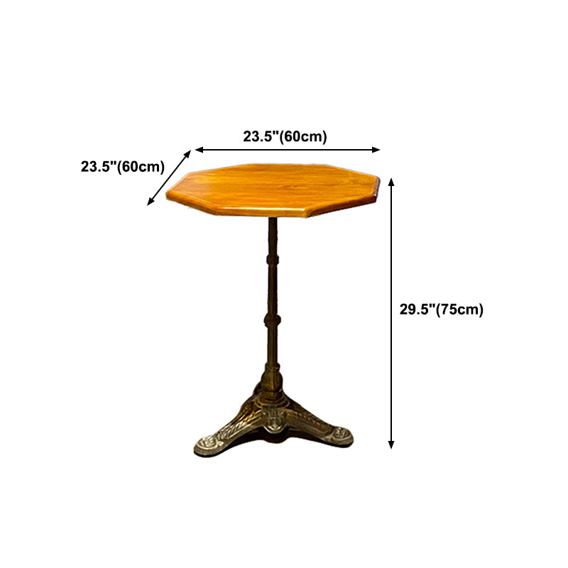 Industrial Kitchen Dining Table Solid Wood Table with Black Metal Pedestal Base