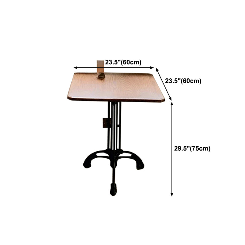 Industrial Kitchen Dining Table Solid Wood Table with Black Metal Pedestal Base