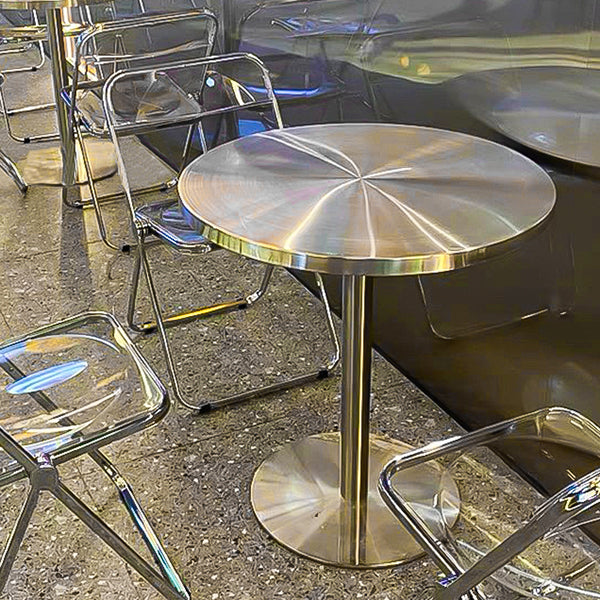 Muebles de estilo industrial Mesa de comedor de acero inoxidable con base de pedestal