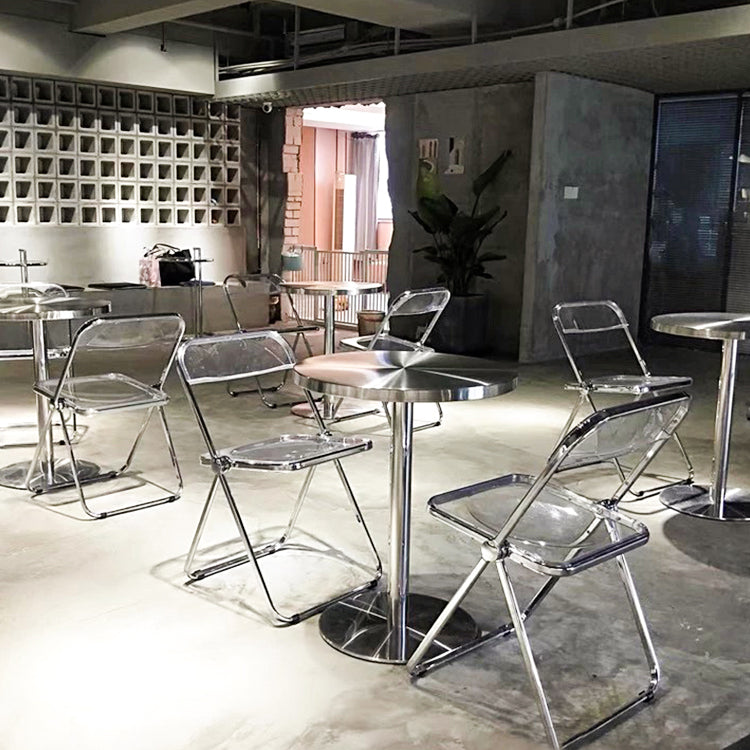 Muebles de estilo industrial Mesa de comedor de acero inoxidable con base de pedestal
