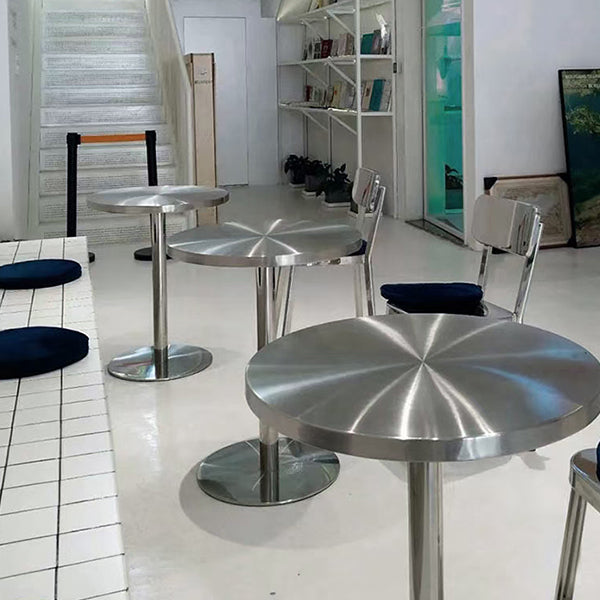Muebles de estilo industrial Mesa de comedor de acero inoxidable con base de pedestal