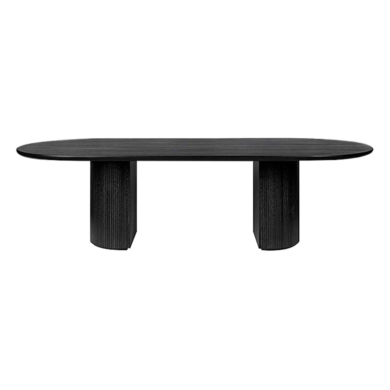 Industrial Solid Wood Dining Table Rectangle Table with Double Pedestal