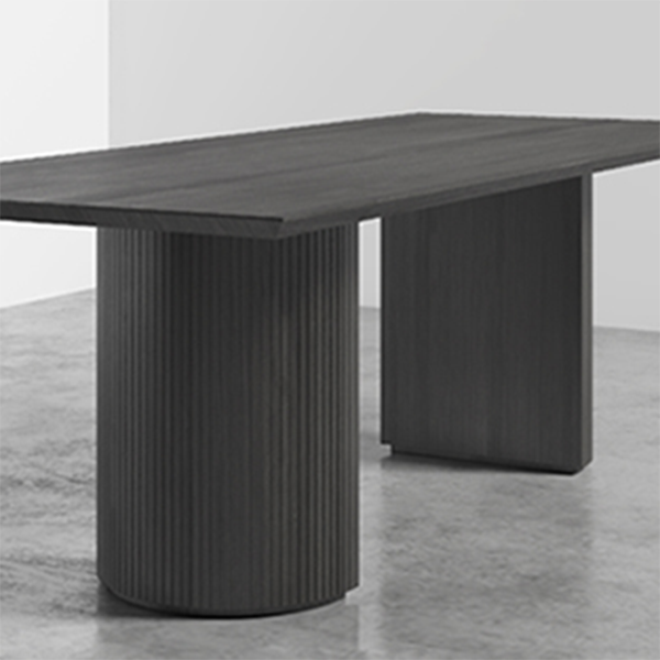Industrial Solid Wood Dining Table Rectangle Table with Double Pedestal